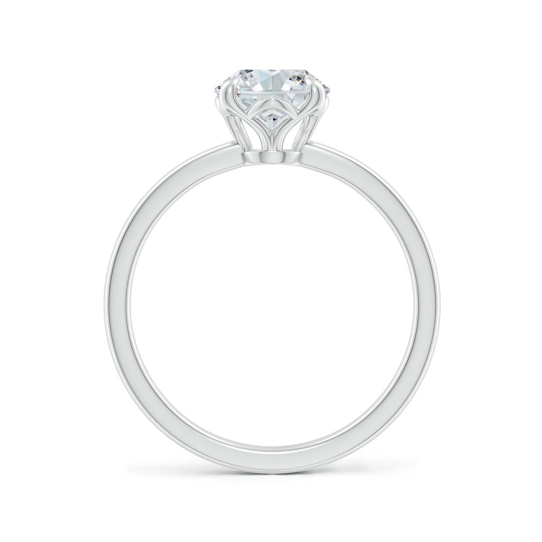 9x7mm FGVS Solitaire Oval Claw-Set Lab-Grown Diamond Classic Engagement Ring in White Gold - side 3