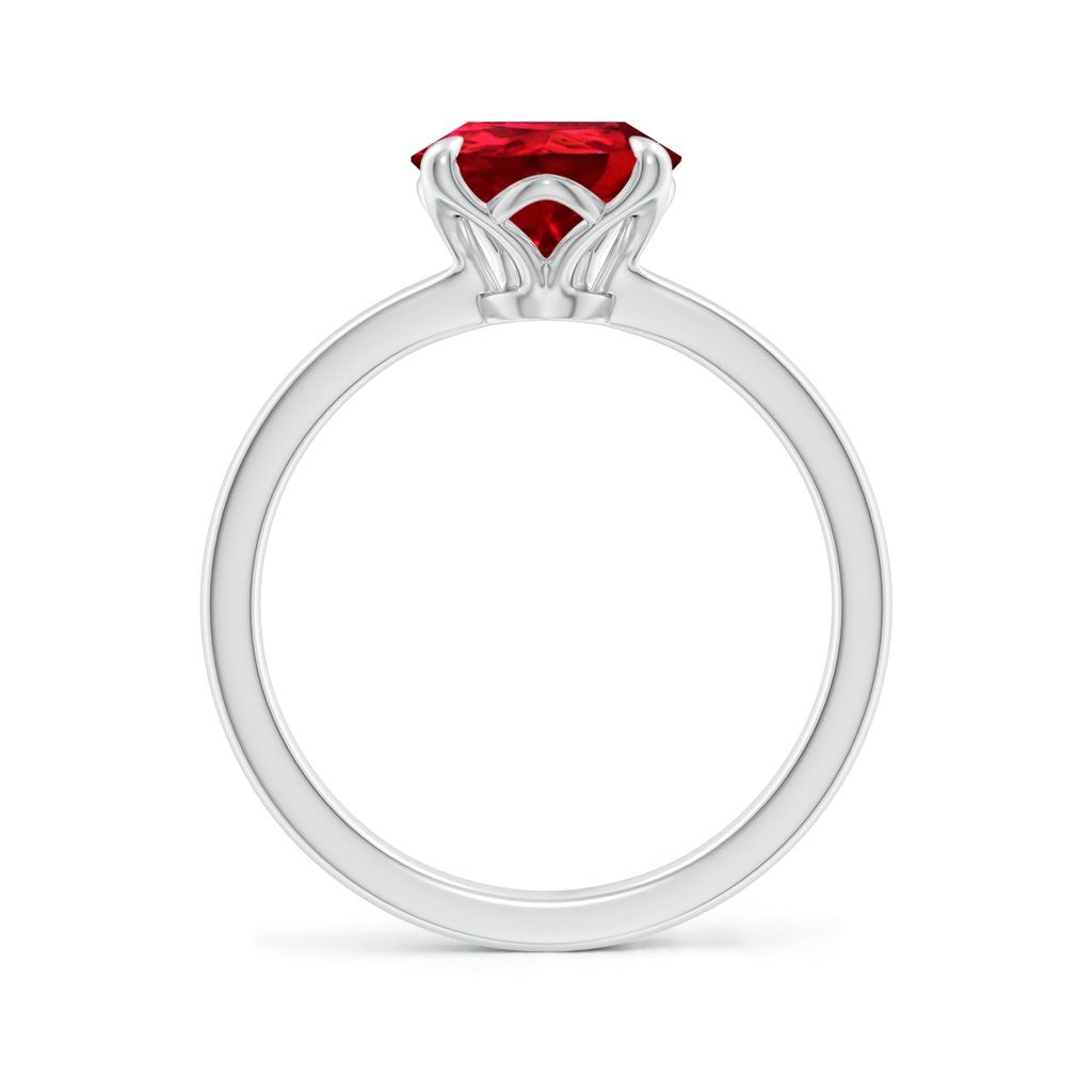 10x8mm Labgrown Lab-Grown Solitaire Pear-Shaped Ruby Classic Engagement Ring in 18K White Gold - side 199
