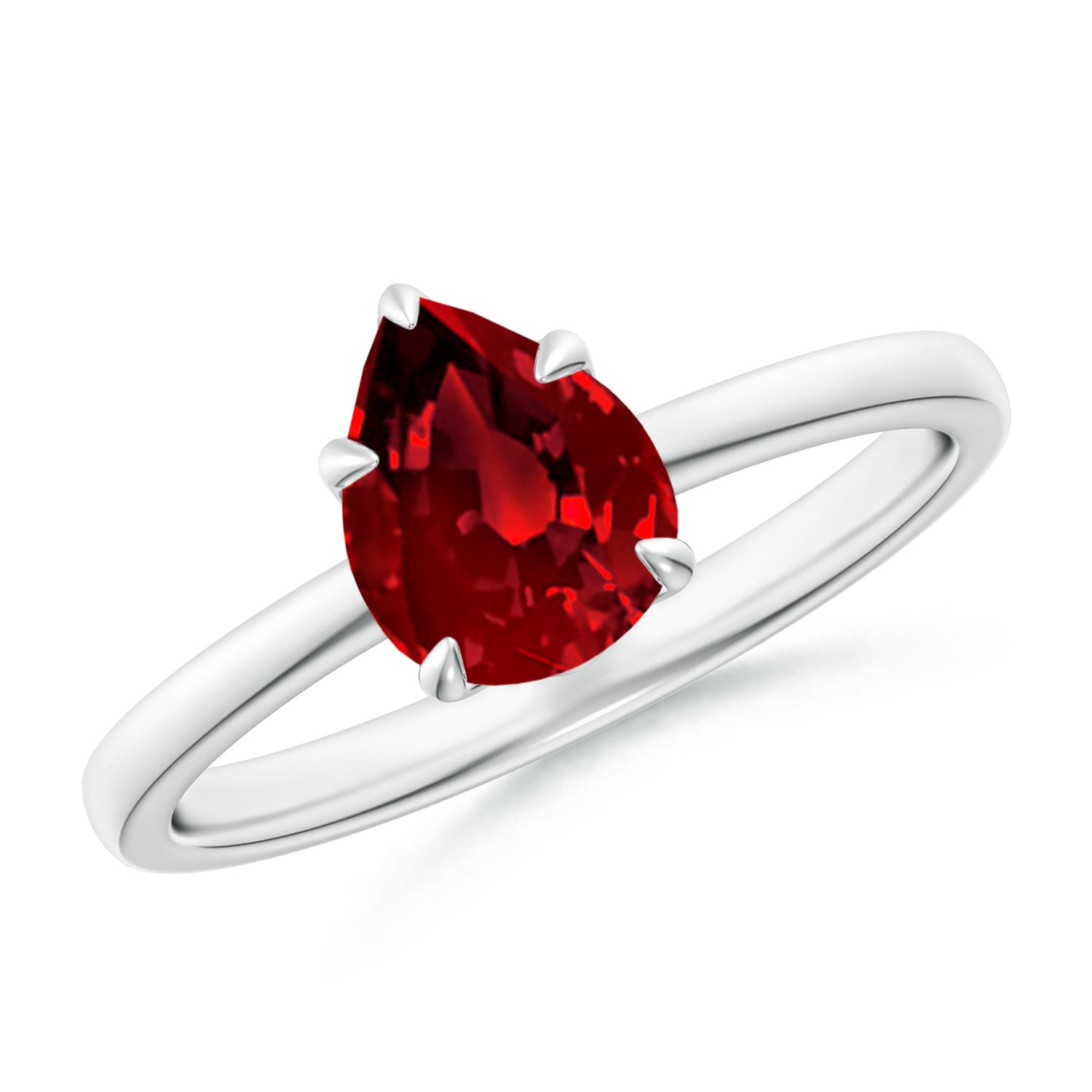 8x6mm Labgrown Lab-Grown Solitaire Pear-Shaped Ruby Classic Engagement Ring in P950 Platinum