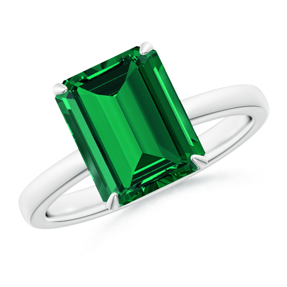 10x8mm Labgrown Lab-Grown Solitaire Emerald-Cut Emerald Classic Engagement Ring in White Gold 