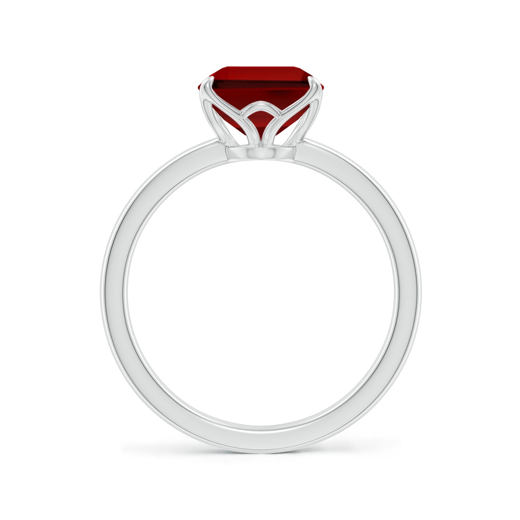 10x8mm Labgrown Lab-Grown Solitaire Emerald-Cut Ruby Classic Engagement Ring in 18K White Gold - side 199