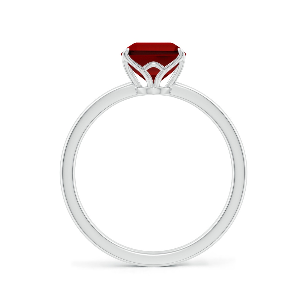 9x7mm Labgrown Lab-Grown Solitaire Emerald-Cut Ruby Classic Engagement Ring in White Gold - side 199