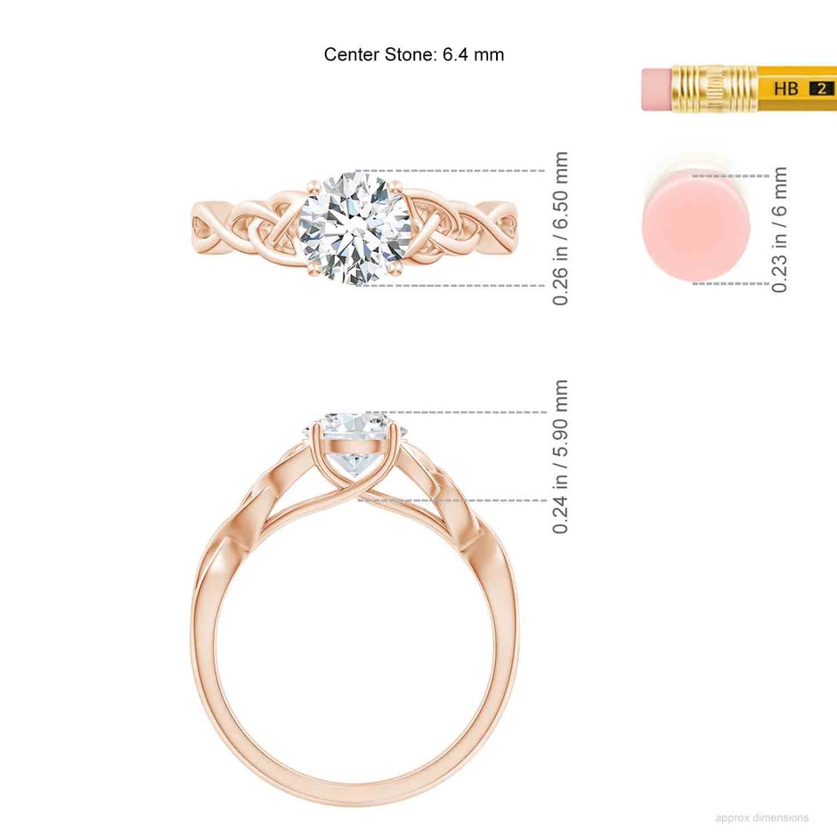 6.4mm FGVS LSR4524D-RG-FGVS-6.4 in Rose Gold ruler