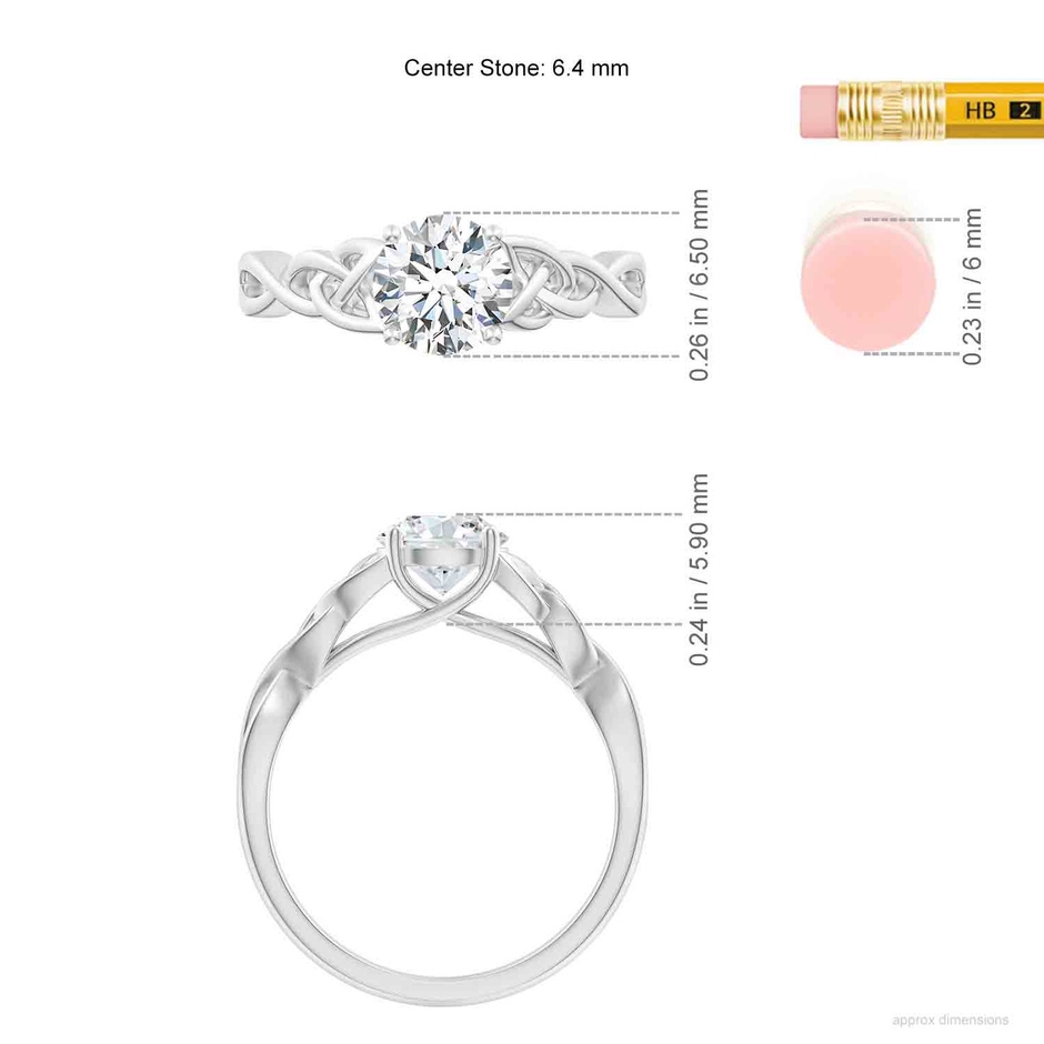 6.4mm FGVS LSR4524D-WG-FGVS-6.4 in White Gold ruler