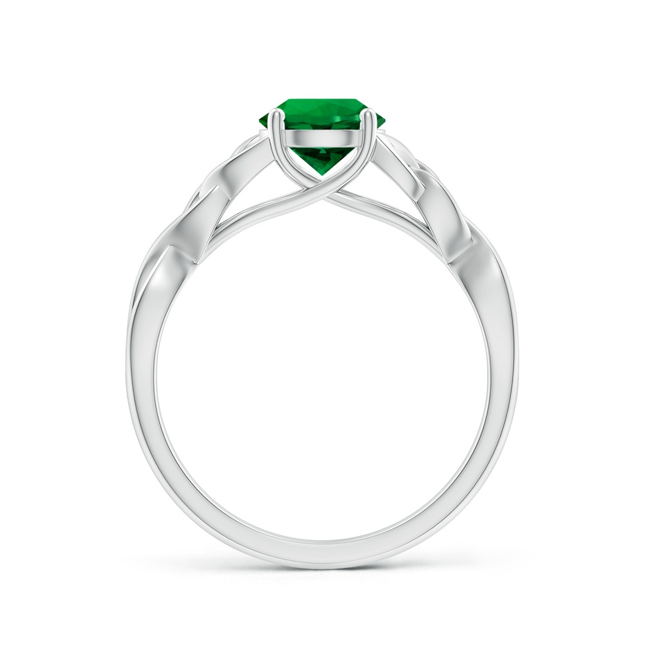 6.5mm Labgrown Lab-Grown Round Emerald Celtic Knot Engagement Ring in 18K White Gold side 199