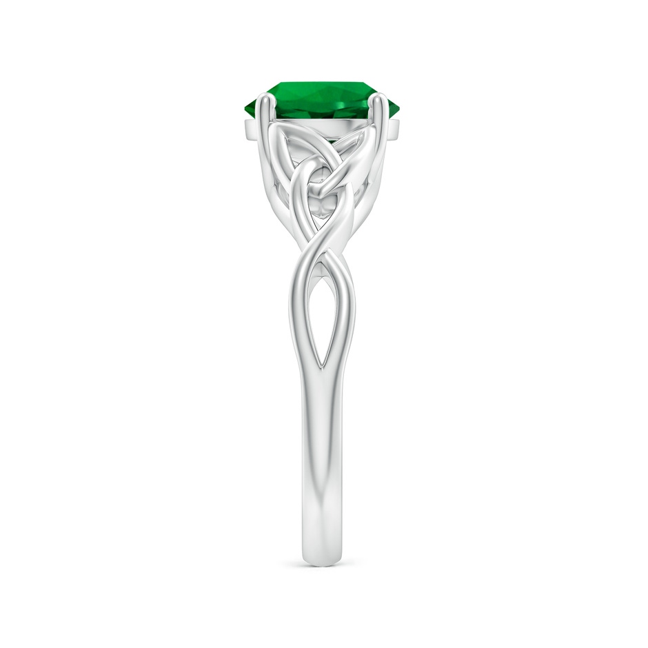 8mm Labgrown Lab-Grown Round Emerald Celtic Knot Engagement Ring in 18K White Gold side 299