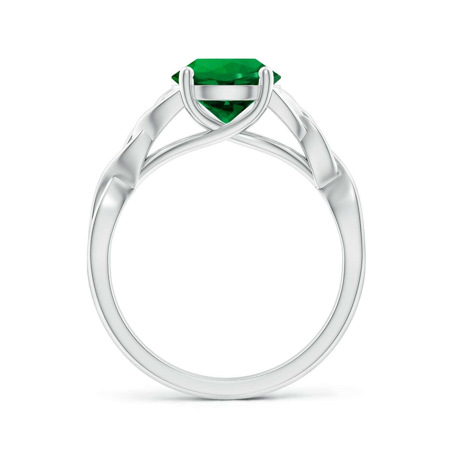 8mm Labgrown Lab-Grown Round Emerald Celtic Knot Engagement Ring in White Gold