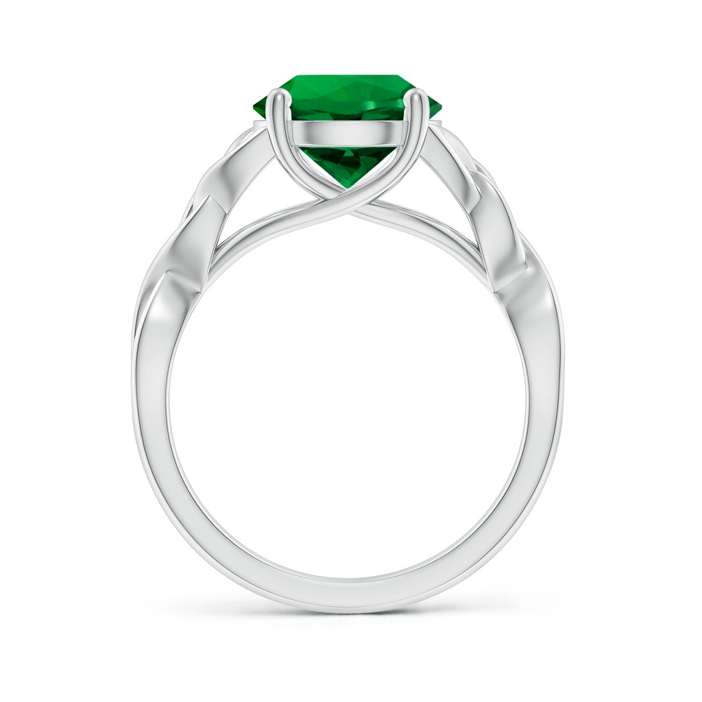 9mm Labgrown Lab-Grown Round Emerald Celtic Knot Engagement Ring in White Gold - side 199