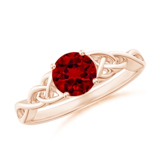 6mm Labgrown Lab-Grown Round Ruby Celtic Knot Engagement Ring in Rose Gold