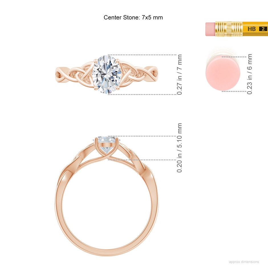 7x5mm FGVS LSR4525D-RG-FGVS-7x5 in Rose Gold ruler