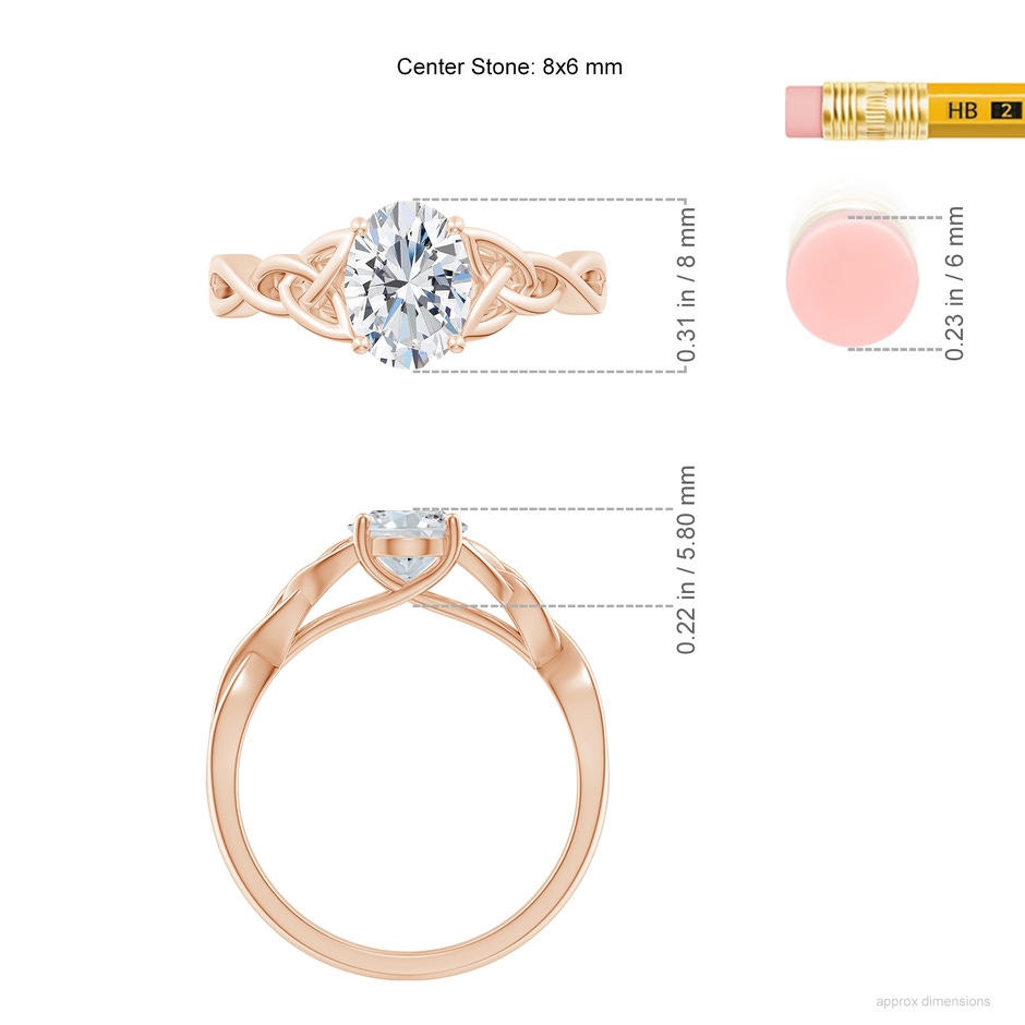 8x6mm FGVS LSR4525D-RGN-FGVS-8x6 in 9K Rose Gold ruler