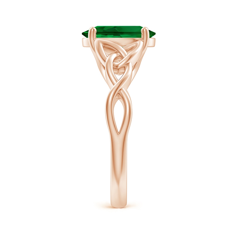 10x8mm Labgrown Lab-Grown Oval Emerald Celtic Knot Engagement Ring in 18K Rose Gold side 299