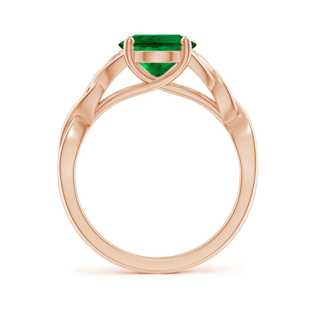 10x8mm Labgrown Lab-Grown Oval Emerald Celtic Knot Engagement Ring in Rose Gold - side 199
