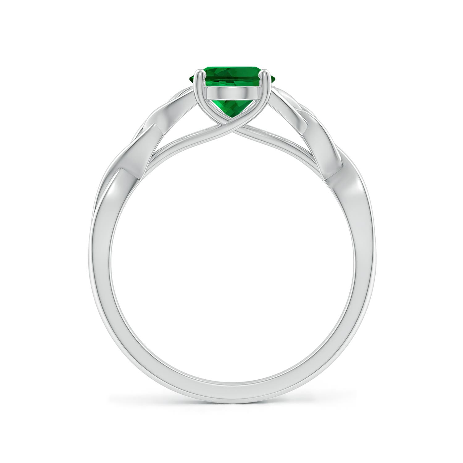 8x6mm Labgrown Lab-Grown Oval Emerald Celtic Knot Engagement Ring in 18K White Gold - side 2