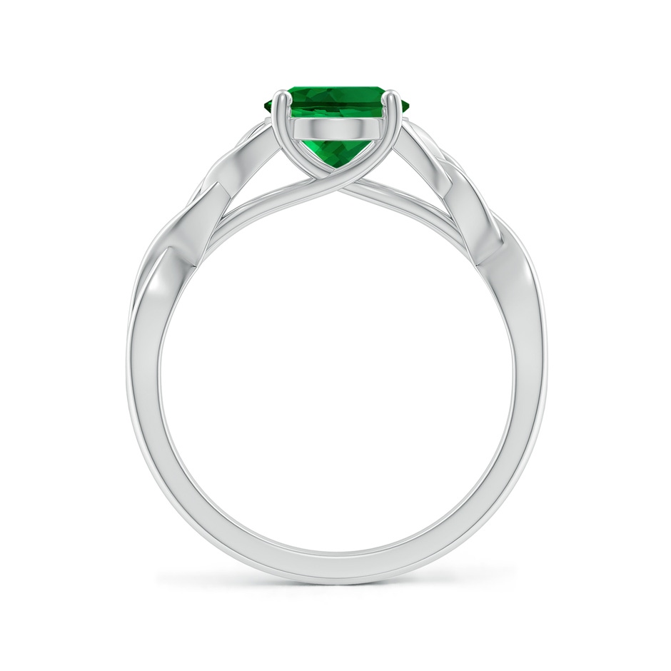 9x7mm Labgrown Lab-Grown Oval Emerald Celtic Knot Engagement Ring in 18K White Gold side 199