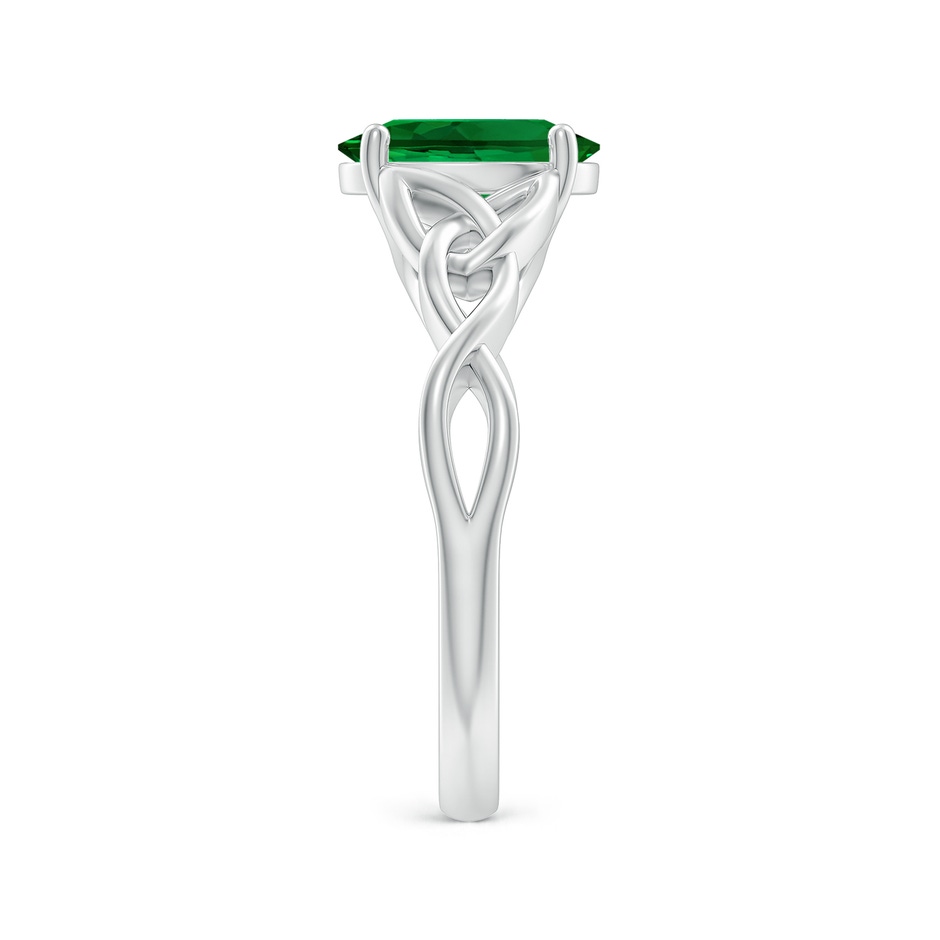 9x7mm Labgrown Lab-Grown Oval Emerald Celtic Knot Engagement Ring in 18K White Gold side 299