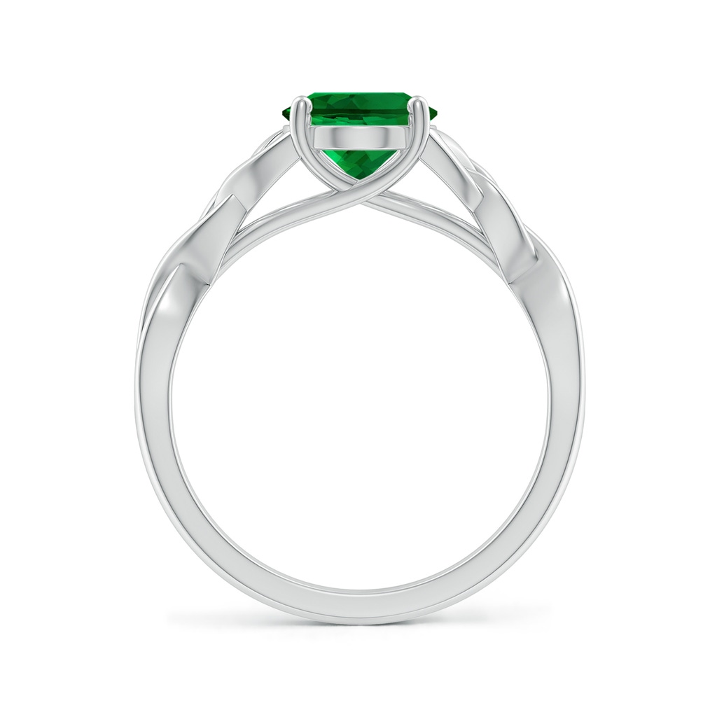 9x7mm Labgrown Lab-Grown Oval Emerald Celtic Knot Engagement Ring in White Gold - side 199