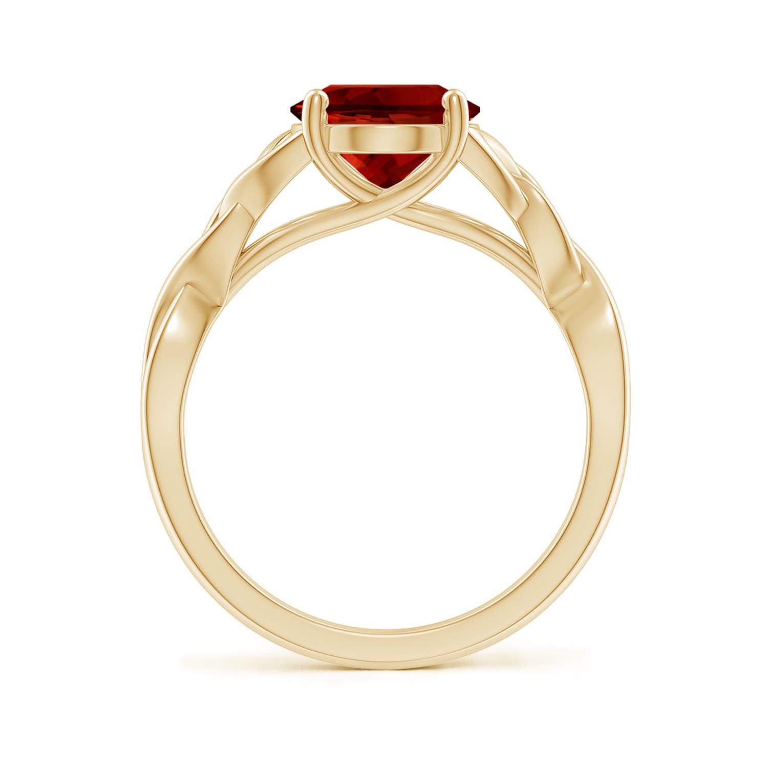 10x8mm Labgrown Lab-Grown Oval Ruby Celtic Knot Engagement Ring in 18K Yellow Gold