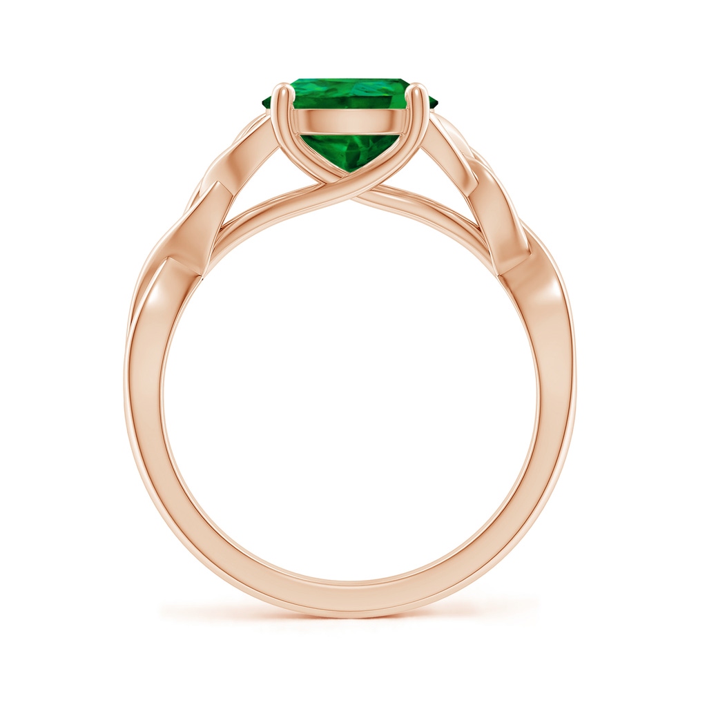 10x8mm Labgrown Lab-Grown Pear-Shaped Emerald Celtic Knot Engagement Ring in Rose Gold - side 199
