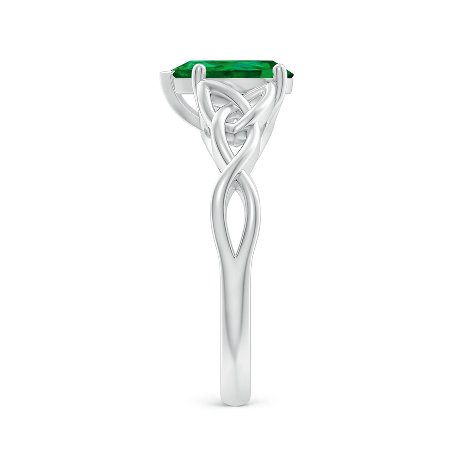 9x7mm Labgrown Lab-Grown Pear-Shaped Emerald Celtic Knot Engagement Ring in 18K White Gold side 299