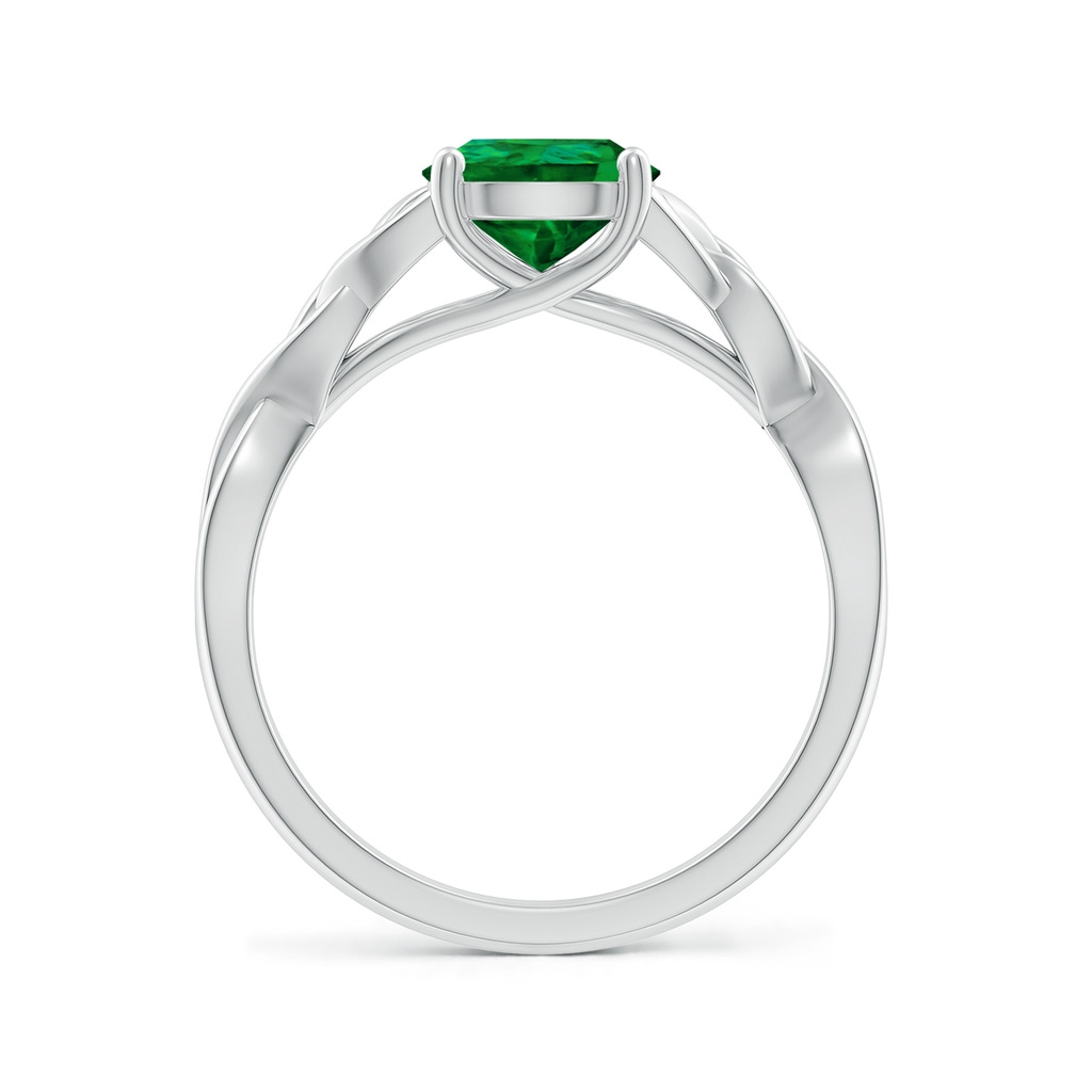 9x7mm Labgrown Lab-Grown Pear-Shaped Emerald Celtic Knot Engagement Ring in White Gold - side 199