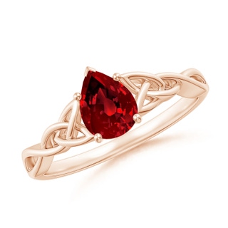 7x5mm Labgrown Lab-Grown Pear-Shaped Ruby Celtic Knot Engagement Ring in Rose Gold