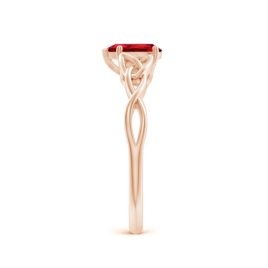 7x5mm Labgrown Lab-Grown Pear-Shaped Ruby Celtic Knot Engagement Ring in Rose Gold side 299
