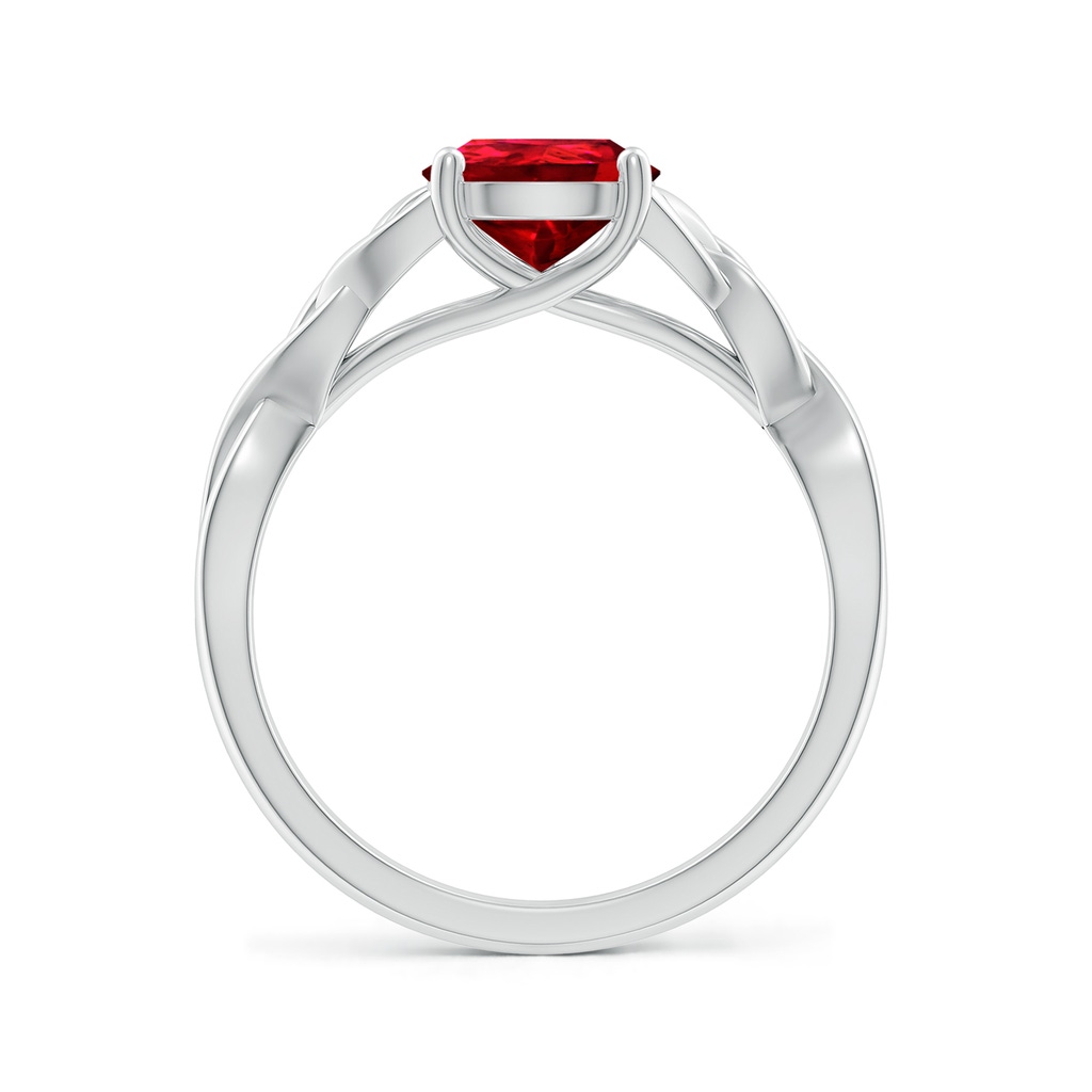 9x7mm Labgrown Lab-Grown Pear-Shaped Ruby Celtic Knot Engagement Ring in 18K White Gold - side 199