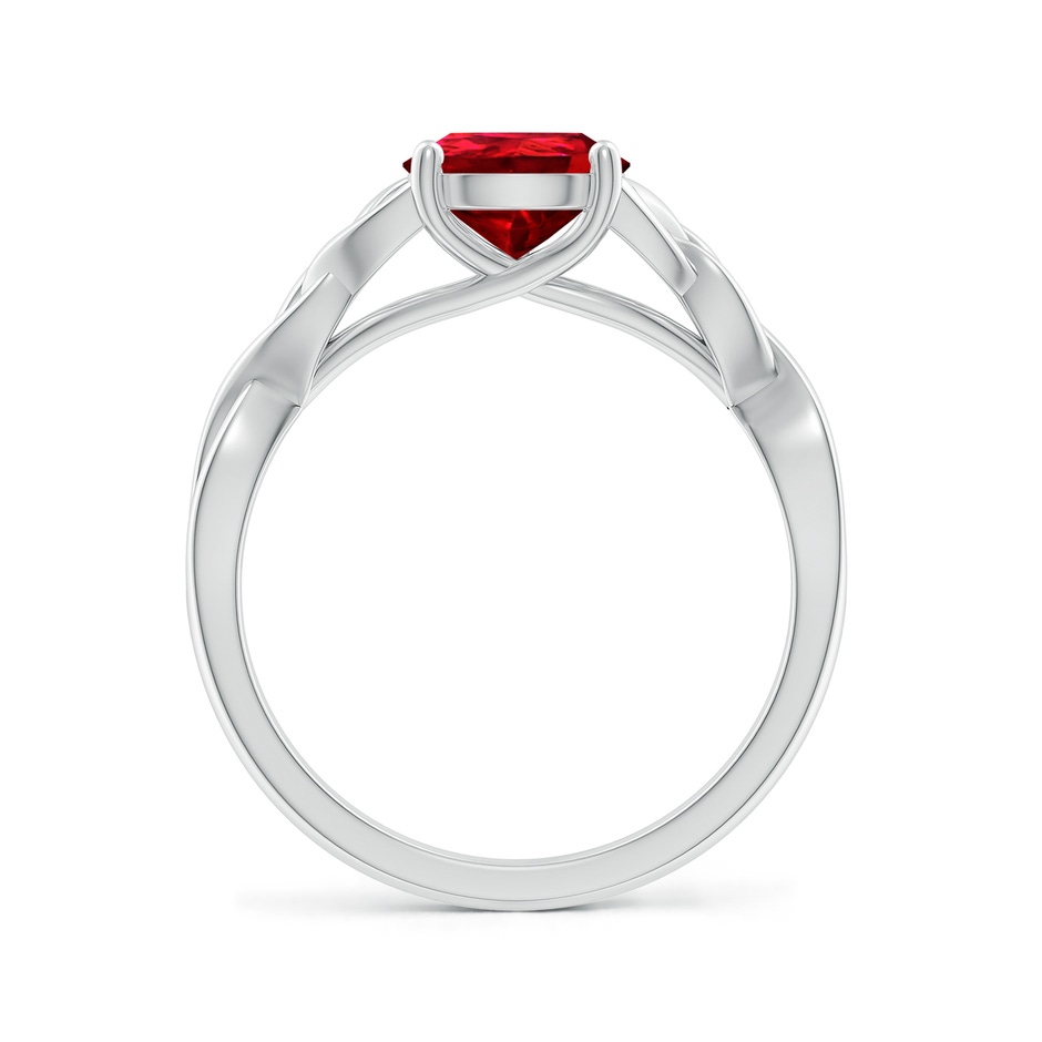 9x7mm Labgrown Lab-Grown Pear-Shaped Ruby Celtic Knot Engagement Ring in 18K White Gold side 199