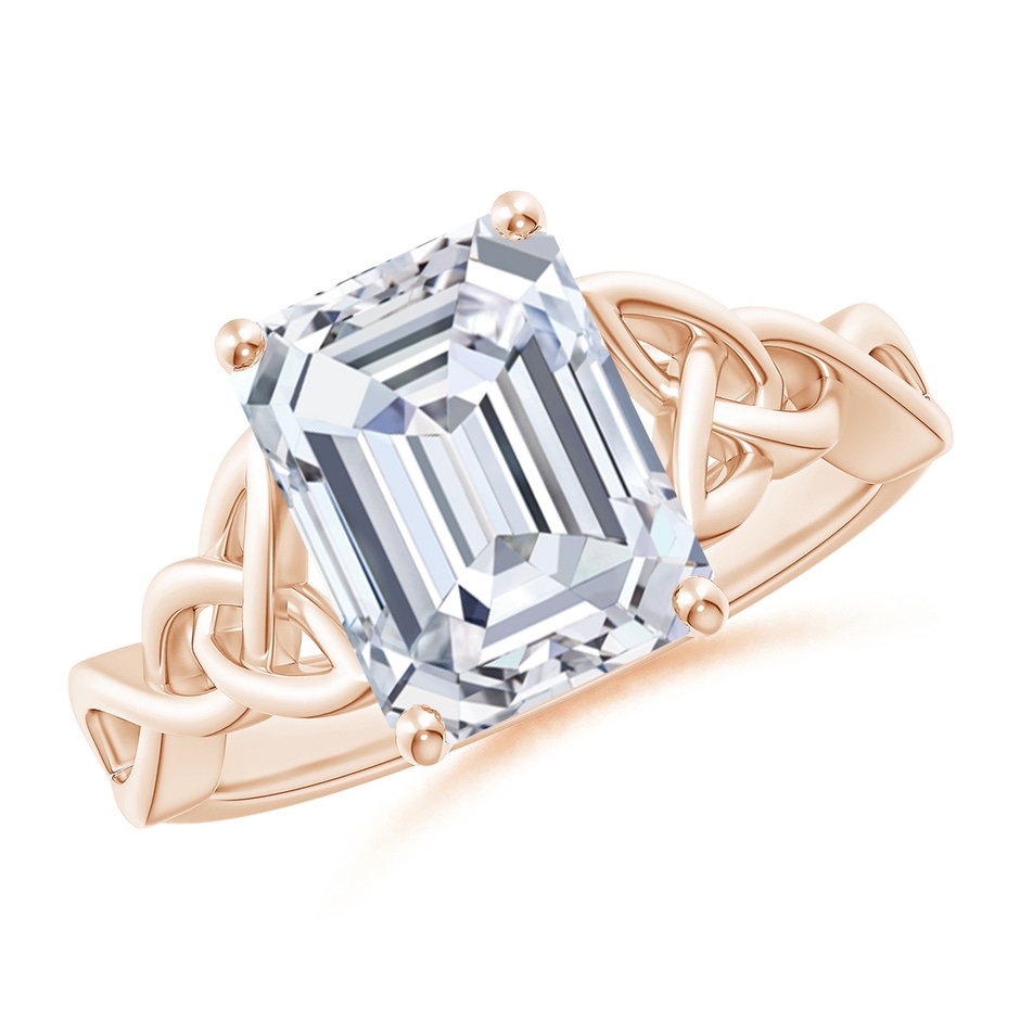10x7.5mm FGVS Lab-Grown Emerald-Cut Diamond Celtic Knot Engagement Ring in Rose Gold 