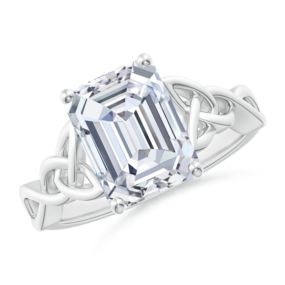 10x7.5mm FGVS Lab-Grown Emerald-Cut Diamond Celtic Knot Engagement Ring in White Gold 