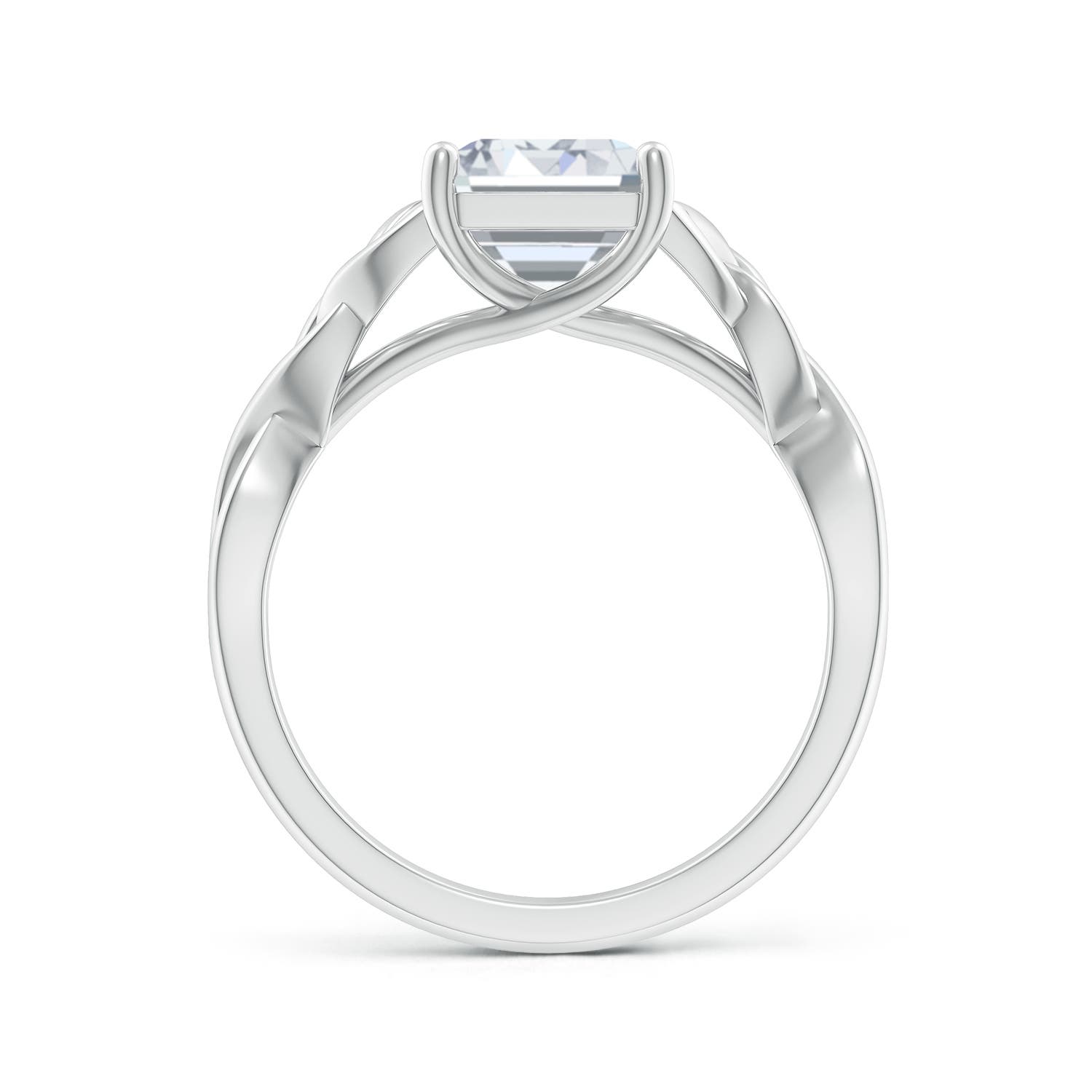 10x7.5mm FGVS Lab-Grown Emerald-Cut Diamond Celtic Knot Engagement Ring in White Gold