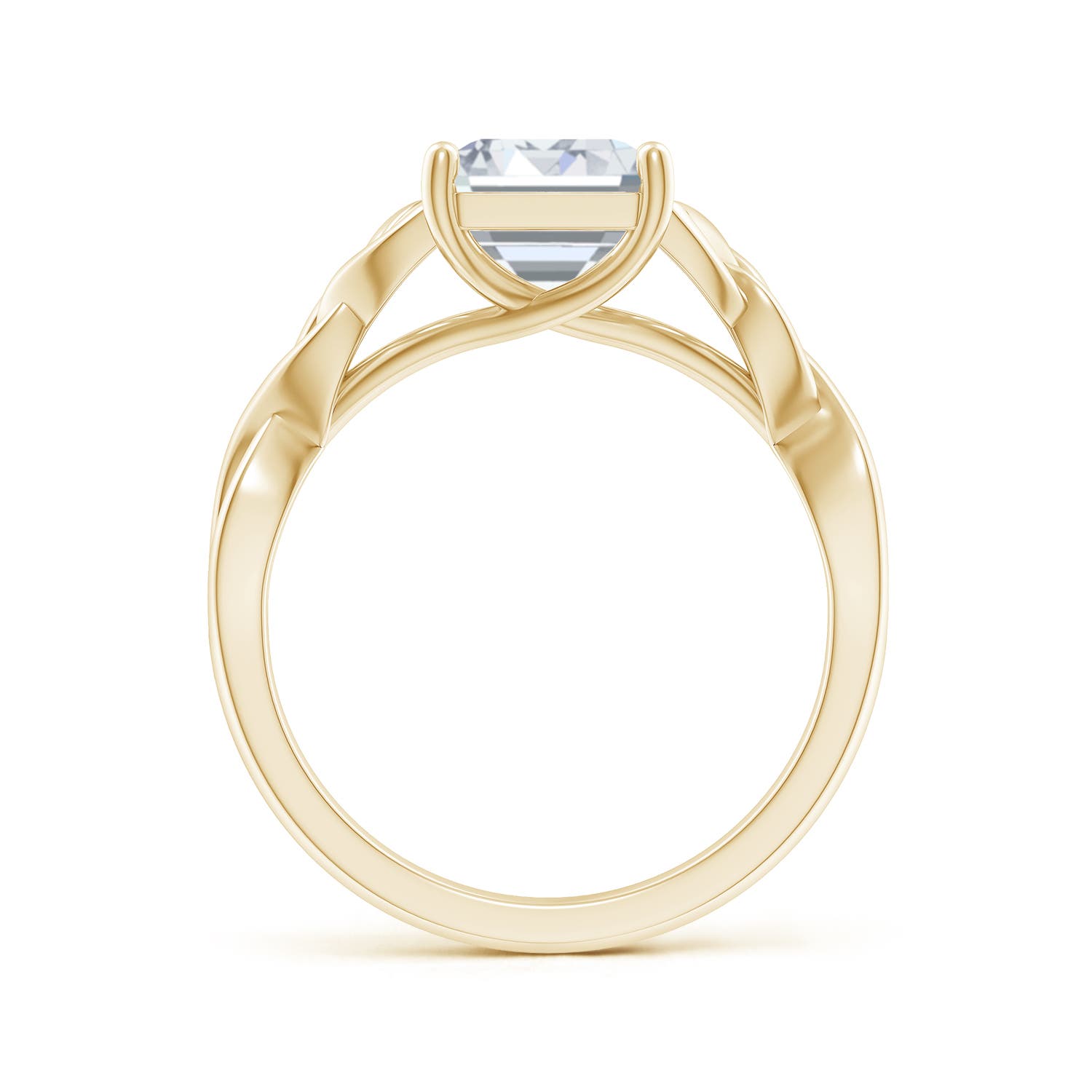 10x7.5mm FGVS Lab-Grown Emerald-Cut Diamond Celtic Knot Engagement Ring in Yellow Gold