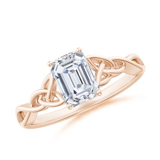 7x5mm FGVS Lab-Grown Emerald-Cut Diamond Celtic Knot Engagement Ring in 10K Rose Gold