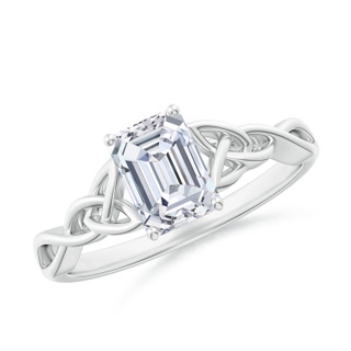 7x5mm FGVS Lab-Grown Emerald-Cut Diamond Celtic Knot Engagement Ring in White Gold