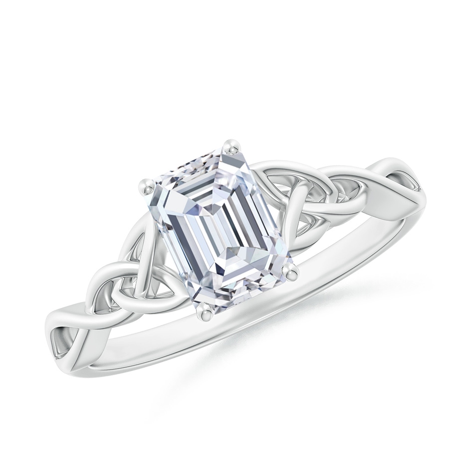 7x5mm FGVS Lab-Grown Emerald-Cut Diamond Celtic Knot Engagement Ring in White Gold 