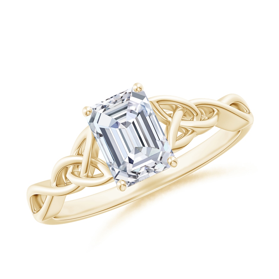 7x5mm FGVS Lab-Grown Emerald-Cut Diamond Celtic Knot Engagement Ring in Yellow Gold 