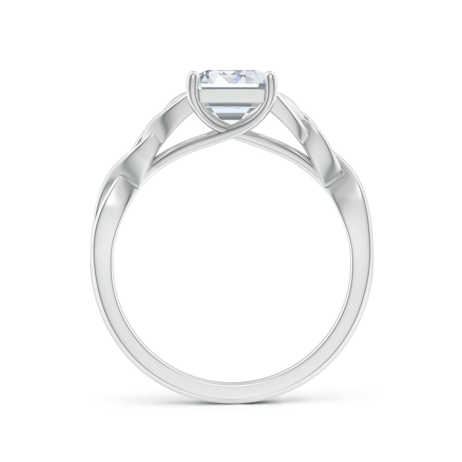 8.5x6.5mm FGVS Lab-Grown Emerald-Cut Diamond Celtic Knot Engagement Ring in 18K White Gold