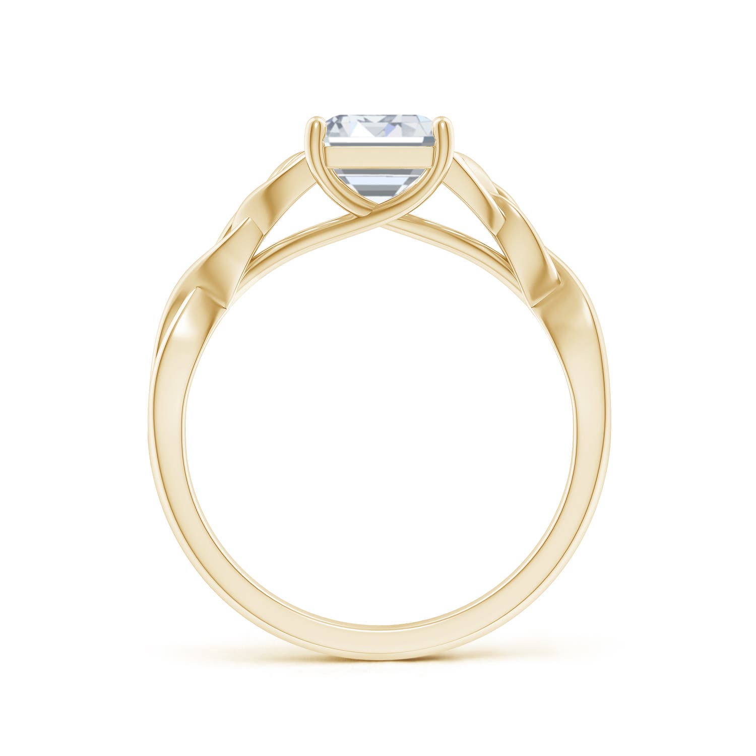 8.5x6.5mm FGVS Lab-Grown Emerald-Cut Diamond Celtic Knot Engagement Ring in 18K Yellow Gold