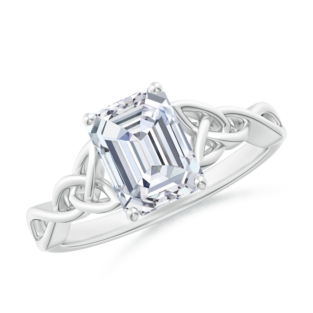8x6mm FGVS Lab-Grown Emerald-Cut Diamond Celtic Knot Engagement Ring in White Gold