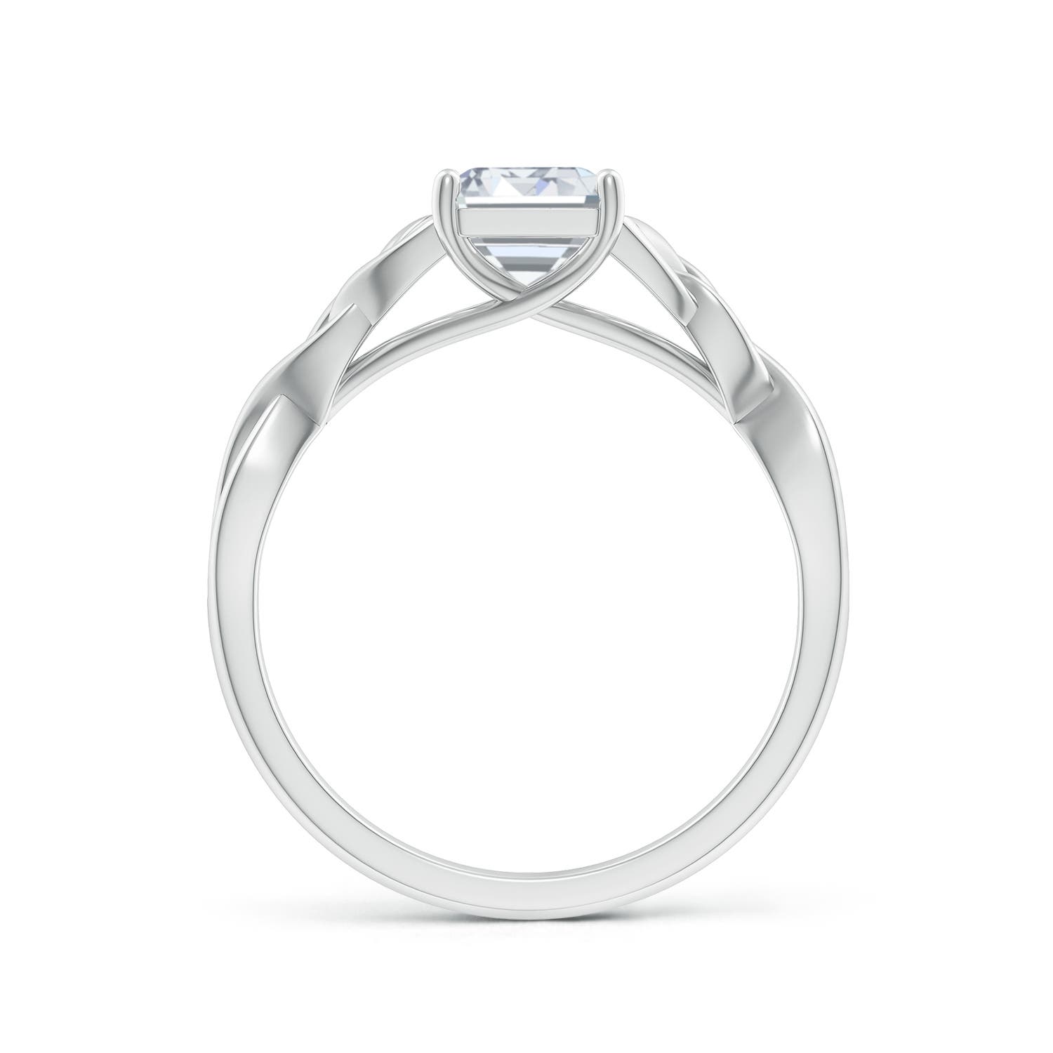8x6mm FGVS Lab-Grown Emerald-Cut Diamond Celtic Knot Engagement Ring in White Gold - side 2