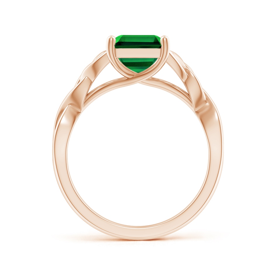 10x8mm Labgrown Lab-Grown Emerald-Cut Emerald Celtic Knot Engagement Ring in 18K Rose Gold side 199