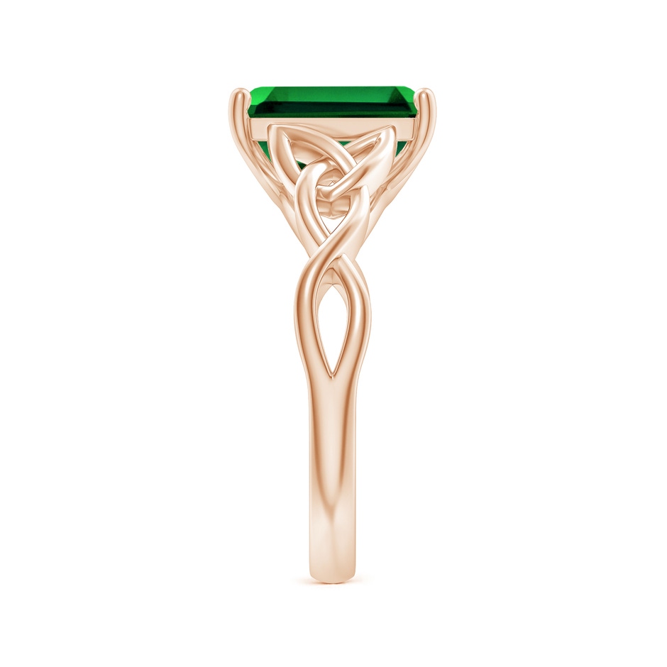 10x8mm Labgrown Lab-Grown Emerald-Cut Emerald Celtic Knot Engagement Ring in 18K Rose Gold side 299