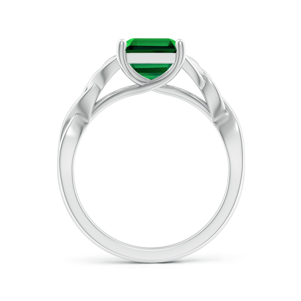 10x8mm Labgrown Lab-Grown Emerald-Cut Emerald Celtic Knot Engagement Ring in P950 Platinum - side 199