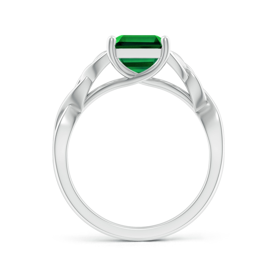 10x8mm Labgrown Lab-Grown Emerald-Cut Emerald Celtic Knot Engagement Ring in P950 Platinum side 199