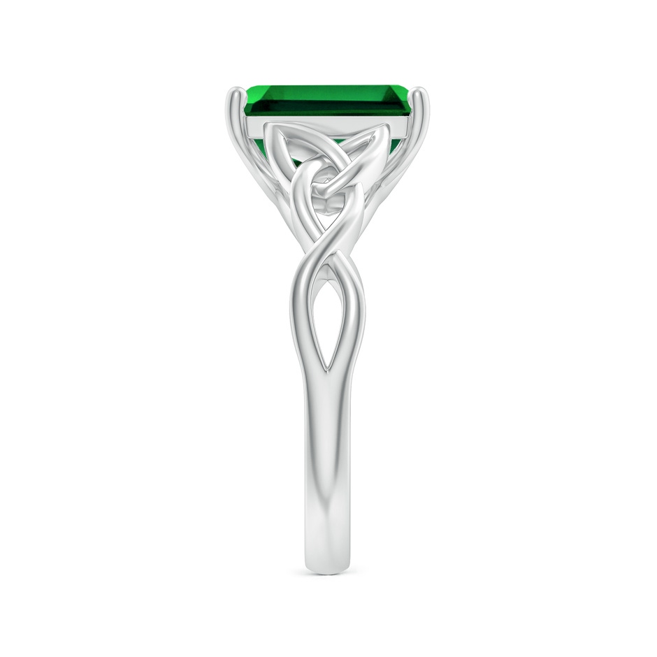 10x8mm Labgrown Lab-Grown Emerald-Cut Emerald Celtic Knot Engagement Ring in P950 Platinum side 299