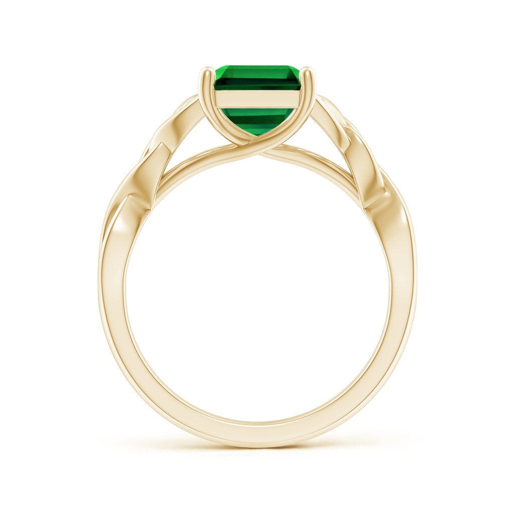 10x8mm Labgrown Lab-Grown Emerald-Cut Emerald Celtic Knot Engagement Ring in Yellow Gold - side 199