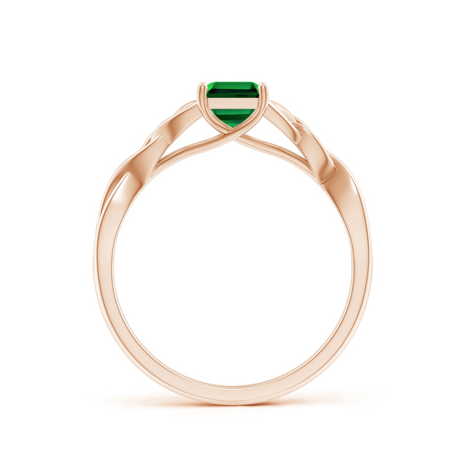 7x5mm Labgrown Lab-Grown Emerald-Cut Emerald Celtic Knot Engagement Ring in Rose Gold side 199