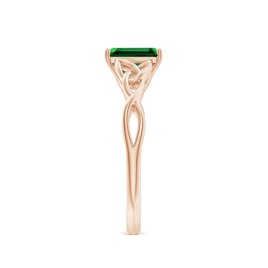 7x5mm Labgrown Lab-Grown Emerald-Cut Emerald Celtic Knot Engagement Ring in Rose Gold side 299