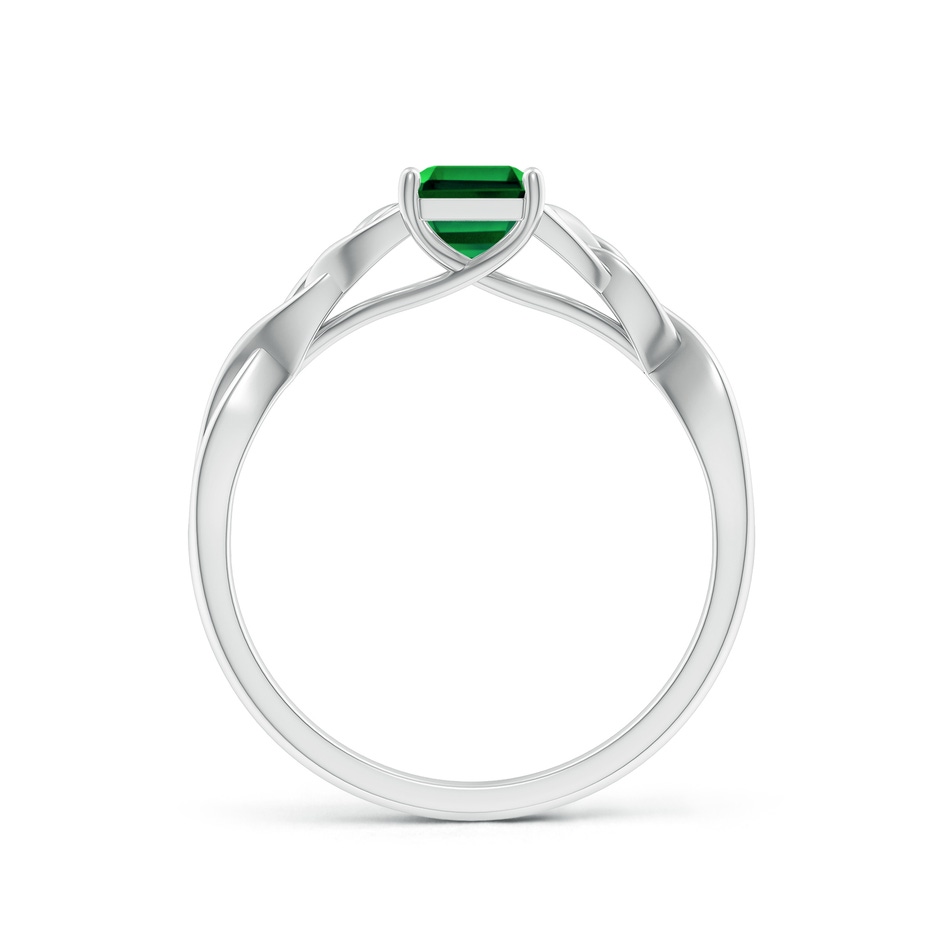 7x5mm Labgrown Lab-Grown Emerald-Cut Emerald Celtic Knot Engagement Ring in White Gold side 199
